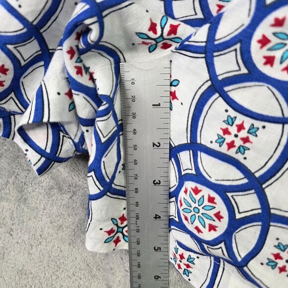 Womens Liz Claiborne White Blue Red Geometric Print Shorts Linen Blend Size XXL - Picture 7 of 9